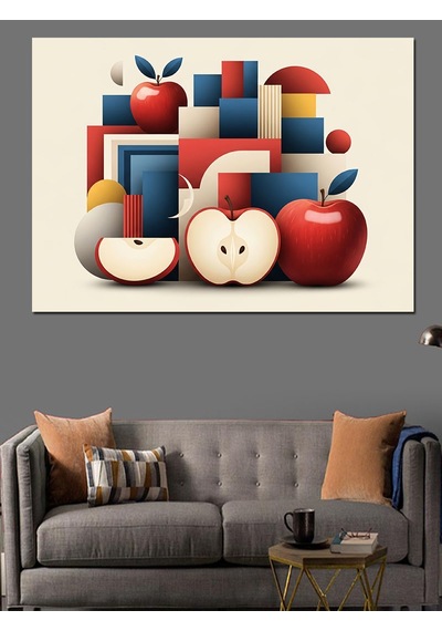 Ahşap Tablo Geometrik Elmalar Modern Sanat Tablosu