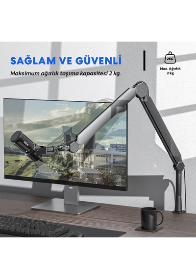 Fifine Bm66 Profesyonel Masaüstü Mikrofon Standı Beyaz