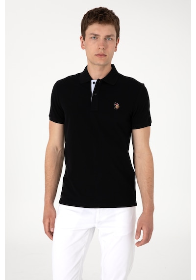 U.S. Polo Assn. Erkek Slim Fit Polo Yaka Siyah Tişört 50310669-VR046
