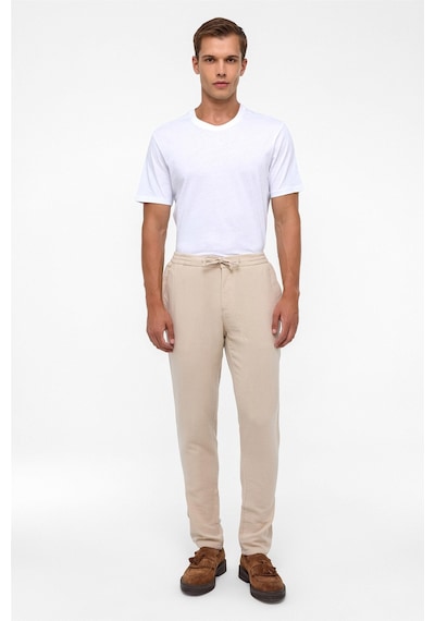 Süvari Bej Slim Düz Jogger Pantolon