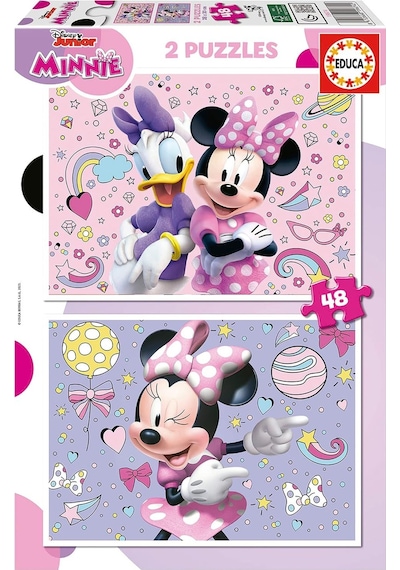 Educa 4-6 Yaş 2x48 Parça Disney Minnie Mouse Puzzle - Kız Çocuk Karton Eğitici Puzzle 1 Adet