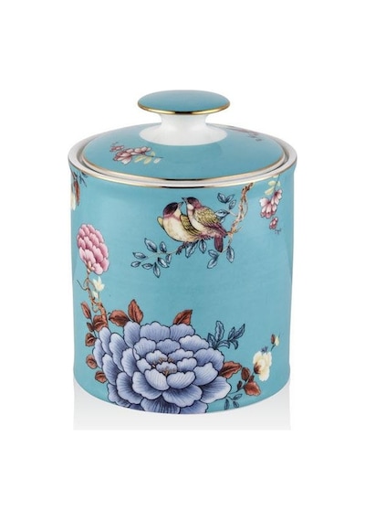 Lamedore Floral Blue Large Canıster Wıth Lıd 12,5x16,5 Cm