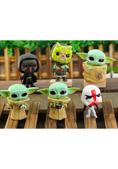 Mandalorian Grogu Baby Yoda İncinerator Stormtrooper Gamorrean Fighter Kylo Ren 6'lı Figür Oyuncak