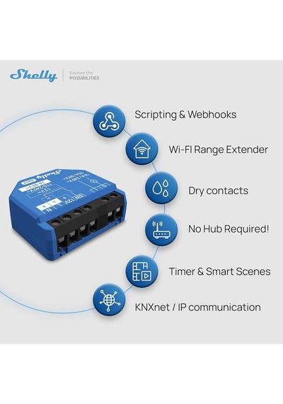 Shelly 1 Gen3 / Wlan Akıllı Şalter Rölesi, Kuru Kontaklı, Işık Şalteri, Ev Otomasyonu, Alexa Ve Google Home İle