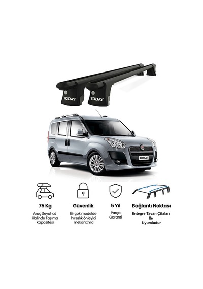 Trio-ı Fiat Doblo 2000-2009 Uyumlu Siyah Kilitli Ara Atkı 135cm Port Bagaj Tavan Barı