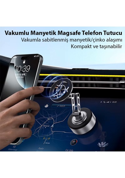 Ally X91 Manyetik Vakumlu Araç Telefon Tutucu Ayna-cam-araba Magsafe Araç Tutucu Gümüş