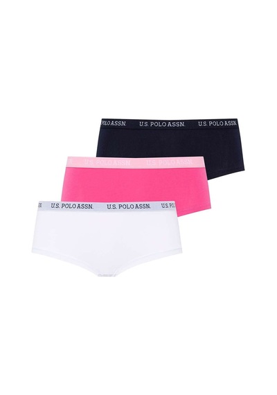 U.S. Polo Assn. Kadın Lacivert - Fuşya - Beyaz 3 Lü Şort 66115 Lacivert - Fuşya - Beyaz
