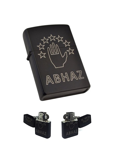 Abhaz Bayrak Figürlü Benzinli Çakmak Siyah