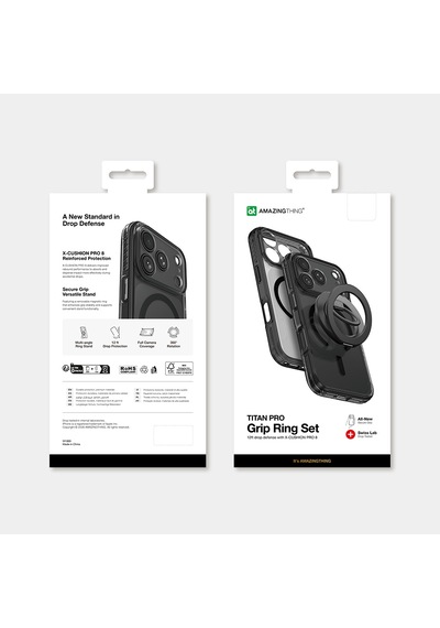 Apple iPhone Uyumlu 18 Pro Max Kılıf M-safeli Yüzük Standlı Amazingthing Titan Pro Grip Ring Serisi Kapak Siyah