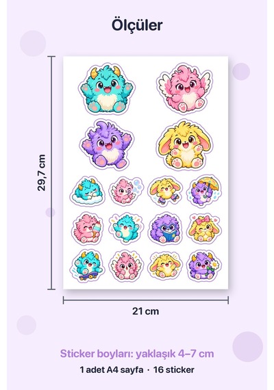 Pofuduklar Kulübü 16 Adet Sticker Çıkartma Etiket A4 Defter Ve Ajanda İçin Çok Renkli
