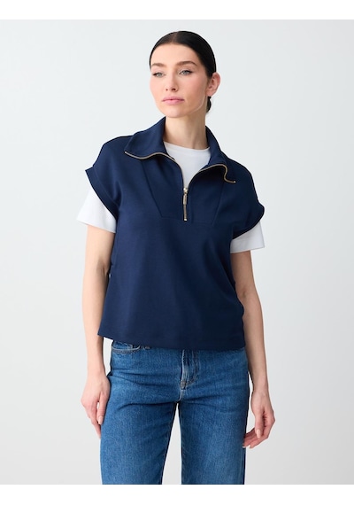 Jimmy Key Jimmy Key Lacivert Fermuarlı Balıkçı Yaka Kolsuz Örme Sweatshirt 6sw235710494