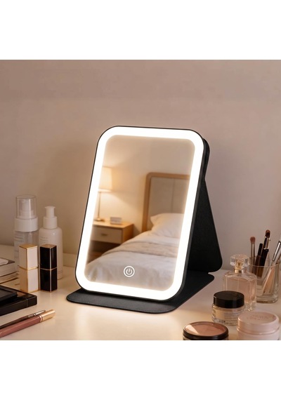 Led Işıklı Katlanabilir Makyaj Aynası - 3 Renk Işık Modlu, Dokunmatik Ve Ayarlanabilir Parlaklık Kısılabilir Genel 56874637
