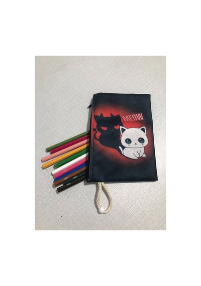 Swety Devil Cat Desenli Tasarım Bez Kalemlik-cüzdan Diğer