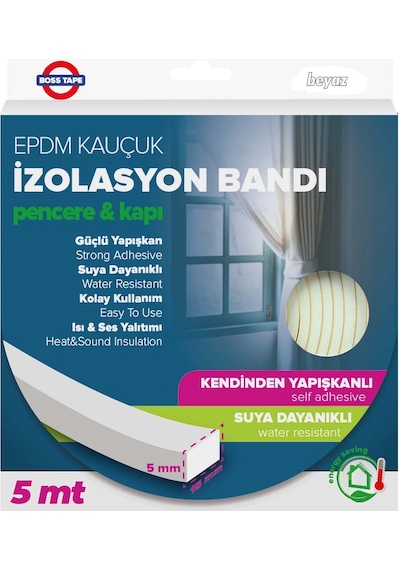 Epdm Kauçuk Pencere Kapı Izolasyon Bandı Beyaz 5Mmx15Mmx5Mt