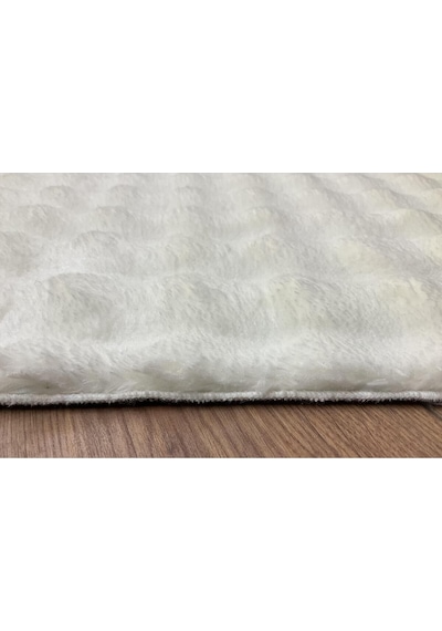 Saraz Halı Puffy Bubble Tavşan Tüyü Kaymaz Makinede Yıkanabilir Salon Koridor Mutfak Halı Krem