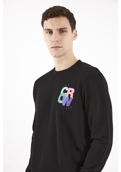 The Crow Colourful Siyah O-yaka Sweatshırt Siyah