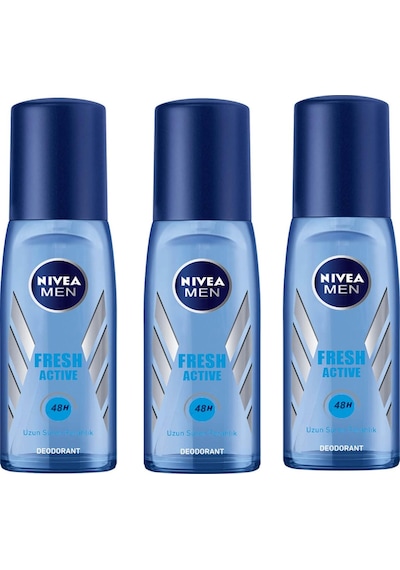 Men Fresh Active Erkek Deodorant Pump Sprey 75 Ml 3 Adet