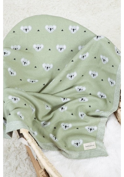 Kız Ve Erkek Bebek Için Triko Örgü Bebek Battaniyesi Mint Koala 90cm X110cm Yesıl5 Yesıl5