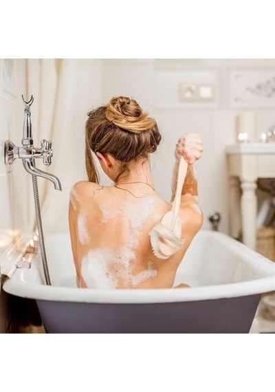 Ahşap Saplı Doğal At Kılı Selülit Fırçası Peeling Masaj Fırça Banyo Fırçası