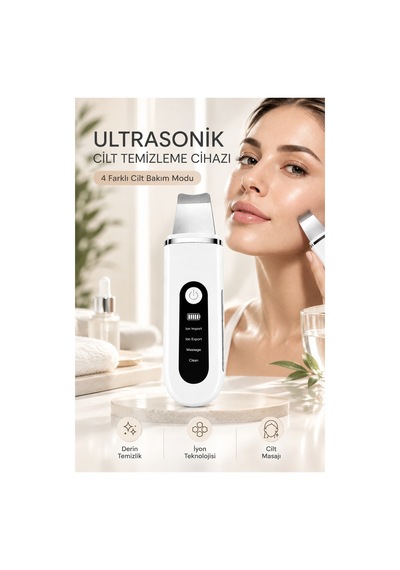 Robeve Auhma Ahb-13 Ultrasonik Cilt Temizleme Ve Yüz Bakım Cihazı 4 Modlu Iyon Teknolojili Cilt Spatulası, Siyah Nokta Ve Gözenek Temizleyici, Masaj Modu, Yüz Masaj Aleti Spatula Yüz Temizleme