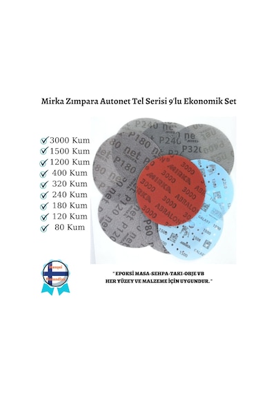 Epoksi Reçine Zımpara Seti Mırka Autonet Tel Zımpara 9'Lu Set Eko