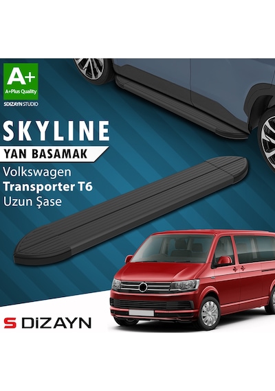 S-dizayn Vw Transporter T6 Uzun Şase Skyline Siyah Yan Basamak 253 Cm 2015-2019 A+ Kalite