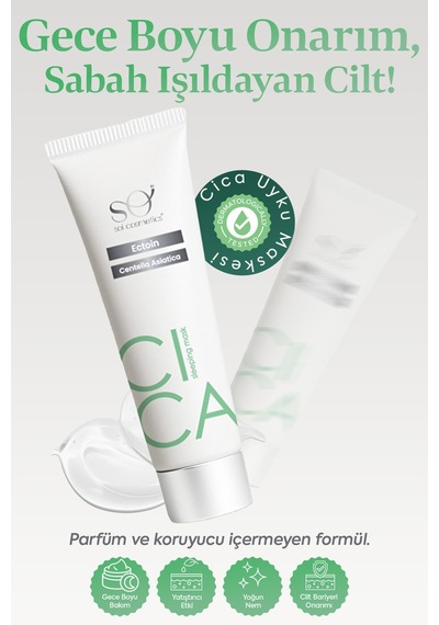 Soi Cosmetics Cilt Onarıcı ve Yoğun Cica Gece Uyku Maskesi 50 ML