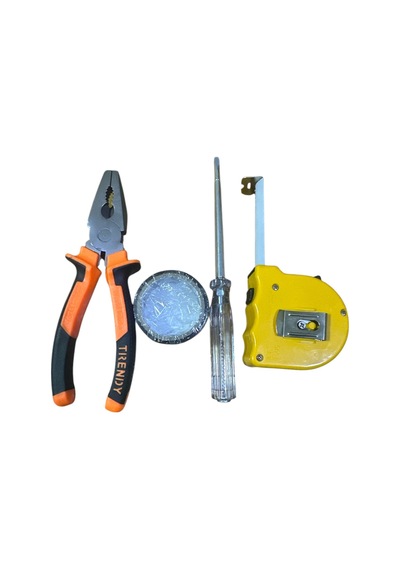 4 Lü Set Pense Kontrol Kalemi Metre Elektrik Bandı