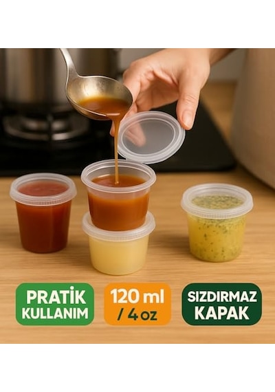 50 Adet 120 Ml Saklama Kabı 4 Oz Kemik Suyu, İlik Suyu, Anne Sütü, Sos Ve Püre Saklama Kabı, Dondurucu Uyumlu Diğer