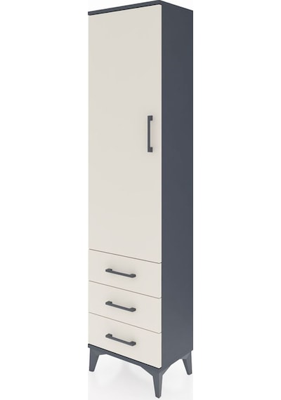 Arges Dolap Tek Raflı 3 Çekmeceli Tek Askılı 44x30x182 Antras... Antrasit