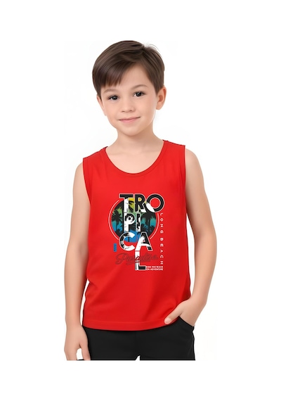 Fyk Kids Erkek Çocuk Tropical Baskılı Alt-üst Takım Kırmızı