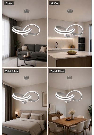 AvizeGO Arona Led Sarkıt Avize 3 Renk Kumandalı Gri