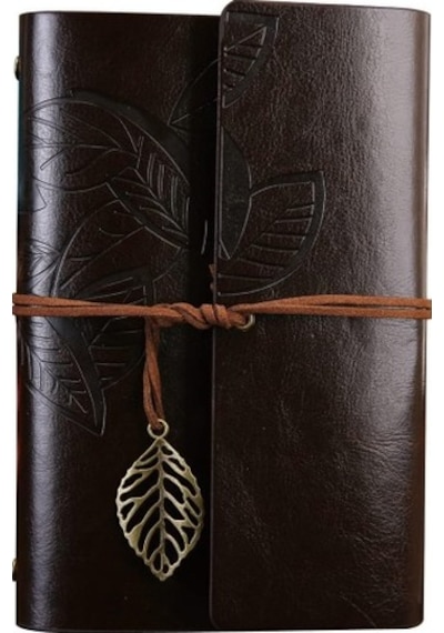 Büyük Yaprak Desenli Deri Defter
