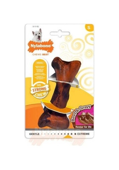Nylabone Biftek ve Gravy Sos Aromalı Köpek Çiğneme Kemiği S