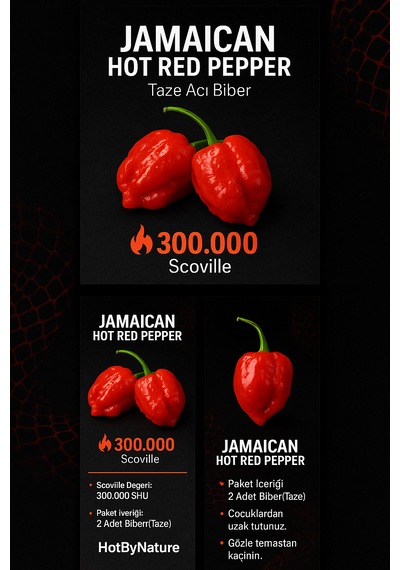Jamaican Hot Red Pepper / 300.000 Scoville - Gerçek Taze Acı Biber