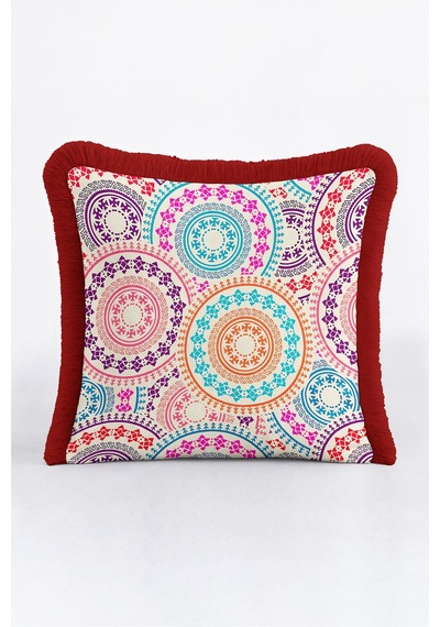 Boho Etnik Mandala Motifli Saçaklı Yastık Kılıfı - Renkli Retro Bordo Püsküllü Kırlent Kılıfı Kadim Sahil Opal Boho Etnik Mandala Motifli Saçaklı Yastık Kılıfı - Renkli Retro Bordo Püsküllü Kırlent Kılıfı Kadim Sahil Opal