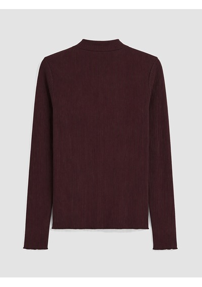 Lc Waikiki Lc Waıkıkı Bordo Fırfırlı Dik Yaka Kadın Body