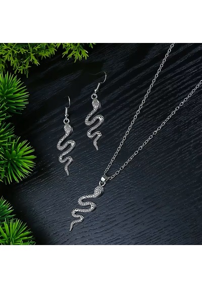Crystal Snake Özel Tasarım Kolye Küpe Takı Seti Bulgari Model Gümüş