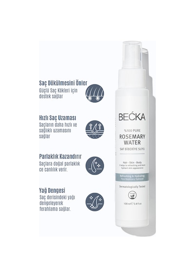 Becka Biberiye Suyu Saç Toniği %100 Doğal Dökülme Karşıtı Ve Uzama Destekleyici 100 Ml