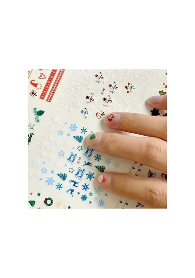 No.18 - Geyik Kar Tanesi Figürlü 3d Tasarım Yapışkan Tırnak Sticker Tırnak Dövmesi Nail Art