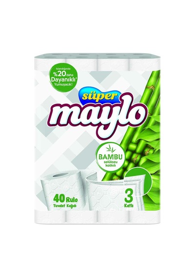 Süper Maylo Bambu Katkılı Tuvalet Kagıdı 40'lı - 4 Adet Tarı