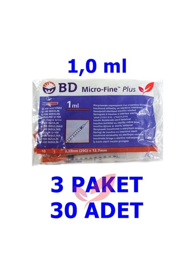 (10'Lu 3 Paket) 1.0 Ml Bd Micro-Fine Plus İnsülin Enjektörü