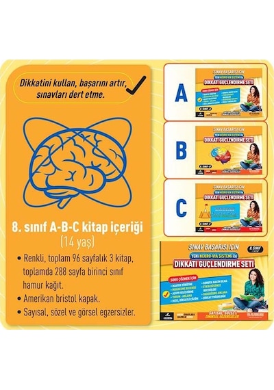 Yeni Neuro-Via Sistemi İle Dikkati Güçlendirme Seti 8.Sınıf 14 Yaş - Osman Abalı - Adeda