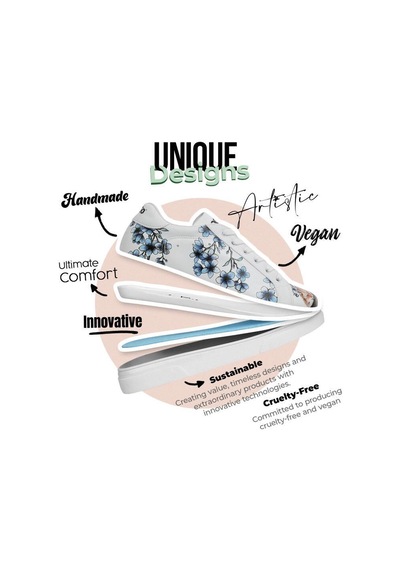 Kadın Vegan Deri Beyaz Günlük Sneakers - Stay Clever Tasarım Çok Renkli