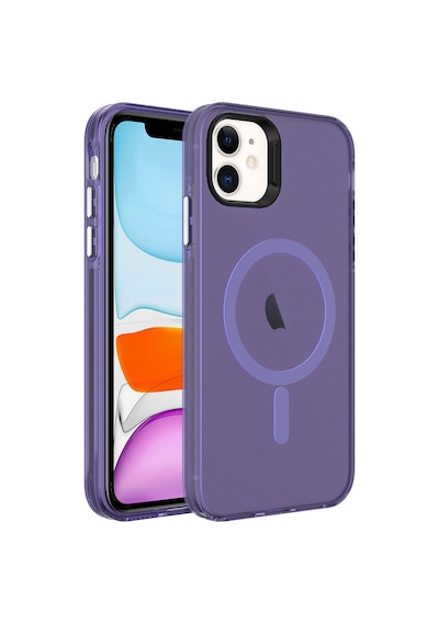 Goocamp Apple Uyumlu iPhone 11 Magsafe Şarj Özellikli Buzlu Transparan C-pro Sert Kılıf-de Derin Mor