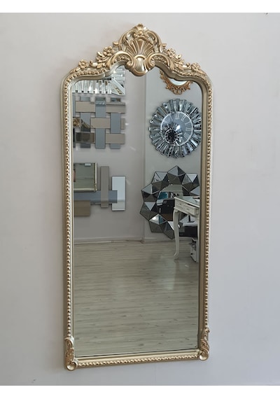Ayna Denizi Princess Great Shiny Gold Model Platin Altın Renk Dekoratif Boy Aynası Platin Altın