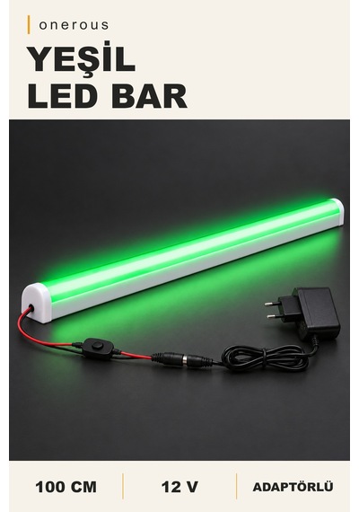 Onerous 100 Cm 12v Yeşil Led Bar, Anahtarlı, Adaptörlü
