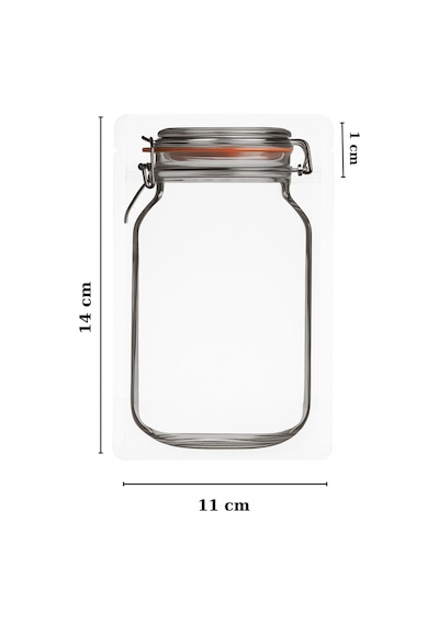 Elit Kavanoz Tasarım Kilitli Şeffaf Doypack Kahve Kuruyemiş Bakliyat Saklama Torbası 11x14 Cm 10lu