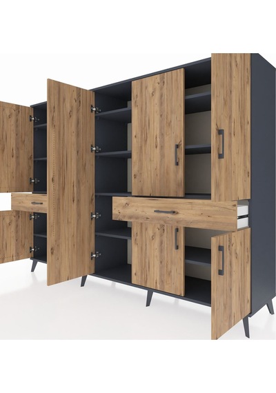 Hyperion Dolap 12 Raflı 2 Çekmeceli 8 Kapaklı 220x44x163 Antrasit Antrasit-çam Hyperion Dolap 12 Raflı 2 Çekmeceli 8 Kapaklı 220x44x163 Antrasit Antrasit-çam