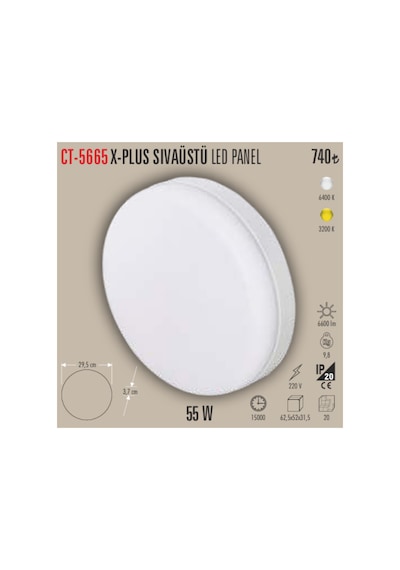 Ct-5665x-plus Sıvaüstü Led Panel Ayarlanabilir Spot 1adet - 55 W Gün Işığı